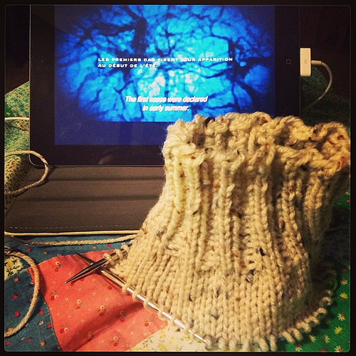 Yea for knitting and reading subtitles!